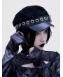 Black Gothic Punk Fashion Metal Eyelet Buckle Hat