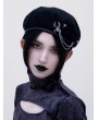 Black Gothic Punk Spider Pin Chain Beret Hat