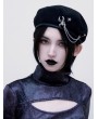 Black Gothic Punk Spider Pin Chain Beret Hat