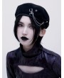 Black Gothic Punk Spider Pin Chain Beret Hat