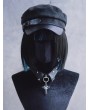 Black Gothic Punk Rivet Buckle Leather Brim Cap