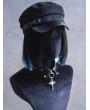 Black Gothic Punk Rivet Buckle Leather Brim Cap