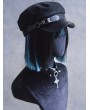 Black Gothic Punk Rivet Buckle Leather Brim Cap