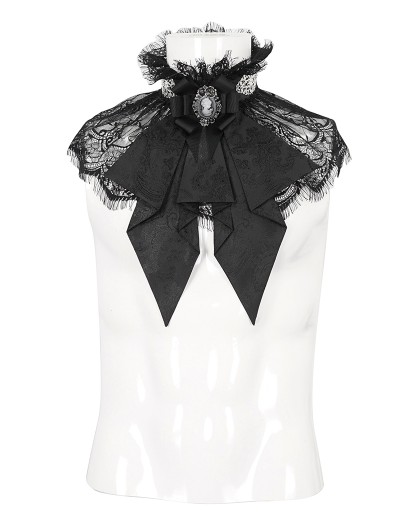 Devil Fashion Black Gothic Retro Ruffle Lace Party Bow Tie for Men