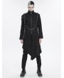 Devil Fashion Black Gothic Punk Zipper Chain Asymmetric Coat for Men