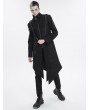 Devil Fashion Black Gothic Punk Zipper Chain Asymmetric Coat for Men