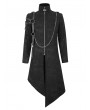 Devil Fashion Black Gothic Punk Zipper Chain Asymmetric Coat for Men