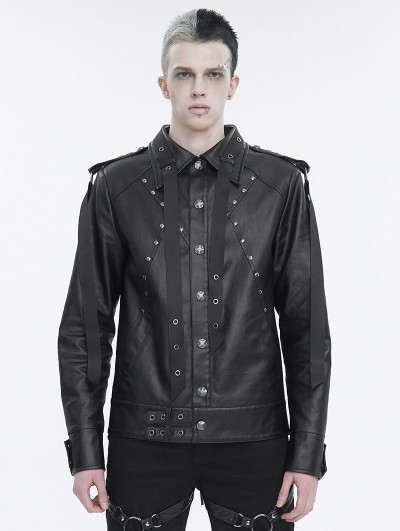 Devil Fashion Black Gothic Punk Rivet Daily Short Jacket for Men