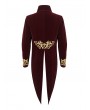 Devil Fashion Red and Gold Vintage Gothic Embroidery Party Tailcoat for Men