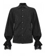 Devil Fashion Black Gothic Vintage Long Sleeve Fitted Tuxedo Shirt for Men