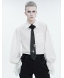 Devil Fashion White Gothic Vintage Long Sleeve Fitted Tuxedo Shirt for Men