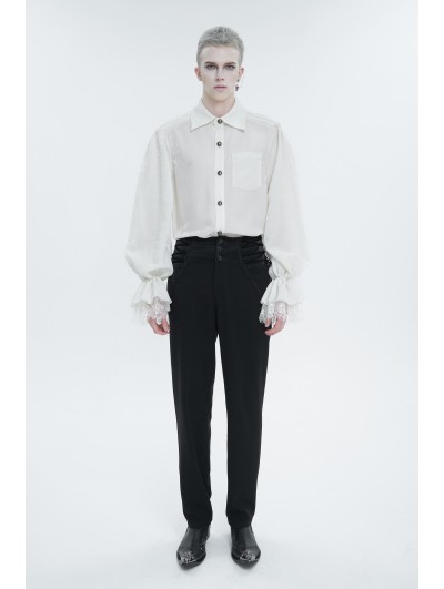 gothic dress men shirt white short sleeve Men's Gothic Floral Short Sleeve Silk Shirt main image 0