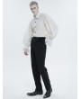 Devil Fashion White Gothic Vintage Long Sleeve Fitted Tuxedo Shirt for Men