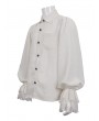 Devil Fashion White Gothic Vintage Long Sleeve Fitted Tuxedo Shirt for Men