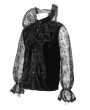 Devil Fashion Black Retro Gothic Gorgeous Lace See-Through Long Sleeve Shirt for Men