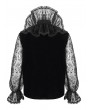 Devil Fashion Black Retro Gothic Gorgeous Lace See-Through Long Sleeve Shirt for Men
