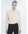 Devil Fashion Beige Vintage Gothic Stand Collar Long Sleeve Cotton Shirt for Men