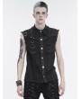 Devil Fashion Beige Gothic Punk Button Front Sleeveless Shirt for Men