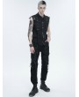 Devil Fashion Beige Gothic Punk Button Front Sleeveless Shirt for Men