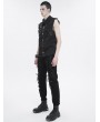 Devil Fashion Beige Gothic Punk Button Front Sleeveless Shirt for Men