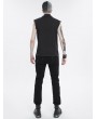 Devil Fashion Beige Gothic Punk Button Front Sleeveless Shirt for Men