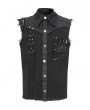 Devil Fashion Beige Gothic Punk Button Front Sleeveless Shirt for Men