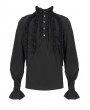 Devil Fashion Black Gothic Retro Palace Frilly Long Sleeve Shirt for Men