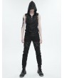 Devil Fashion Black Gothic Punk Sleeveless Hooded T-Shirt for Men