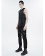 Devil Fashion Black Gothic Punk Sleeveless Hooded T-Shirt for Men