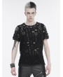 Devil Fashion Black Gothic Punk Mesh T-shirt with Detachable Straps for Men