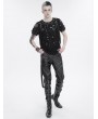 Devil Fashion Black Gothic Punk Mesh T-shirt with Detachable Straps for Men