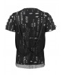Devil Fashion Black Gothic Punk Mesh T-shirt with Detachable Straps for Men
