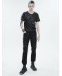 Devil Fashion Black Gothic Punk Arm Pocket Short Sleeve T-shirt for Men