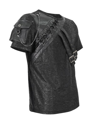 Devil Fashion Black Gothic Punk Arm Pocket Short Sleeve T-shirt for Men - DarkinCloset.com Devil Fashion Black Gothic Punk Arm Pocket Short Sleeve T-shirt for Men - DarkinCloset.com