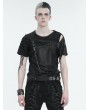 Devil Fashion Black Gothic Punk Zipper Short Sleeve T-shirt for Men