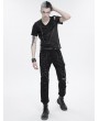 Devil Fashion Black Gothic Punk Zipper Short Sleeve T-shirt for Men