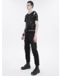 Devil Fashion Black Gothic Punk Zipper Short Sleeve T-shirt for Men