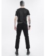 Devil Fashion Black Gothic Punk Zipper Short Sleeve T-shirt for Men