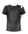 Devil Fashion Black Gothic Punk Zipper Short Sleeve T-shirt for Men