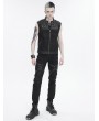Devil Fashion Black Gothic Punk Rock Studded Zip Up Waistcoat for Men