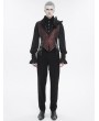 Devil Fashion Wine Red Gothic Retro Feather Party Swallowtail Waistcoat for Men