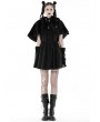 Dark in Love Black Gothic Bear Ear Gothic Lolita Hooded Short Cape for Women