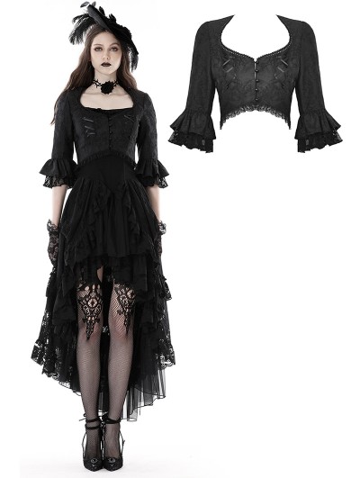 Dark in Love Black Gothic Gorgeous Lace Cape Top for Women