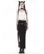 Dark in Love White Gothic Grunge Rib-Chain Overbust Short Corset Top for Women