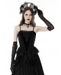 Dark in Love Black Gothic Vintage Court Velvet Strap Overbust Corset Top for Women