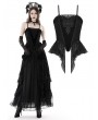 Dark in Love Black Gothic Vintage Court Velvet Strap Overbust Corset Top for Women