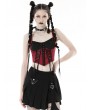 Dark in Love Black and Red Gothic Doll Overbust Wide Strap Corset Top for Women