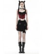 Dark in Love Black and Red Gothic Doll Overbust Wide Strap Corset Top for Women