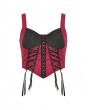 Dark in Love Black and Red Gothic Doll Overbust Wide Strap Corset Top for Women