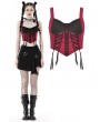 Dark in Love Black and Red Gothic Doll Overbust Wide Strap Corset Top for Women